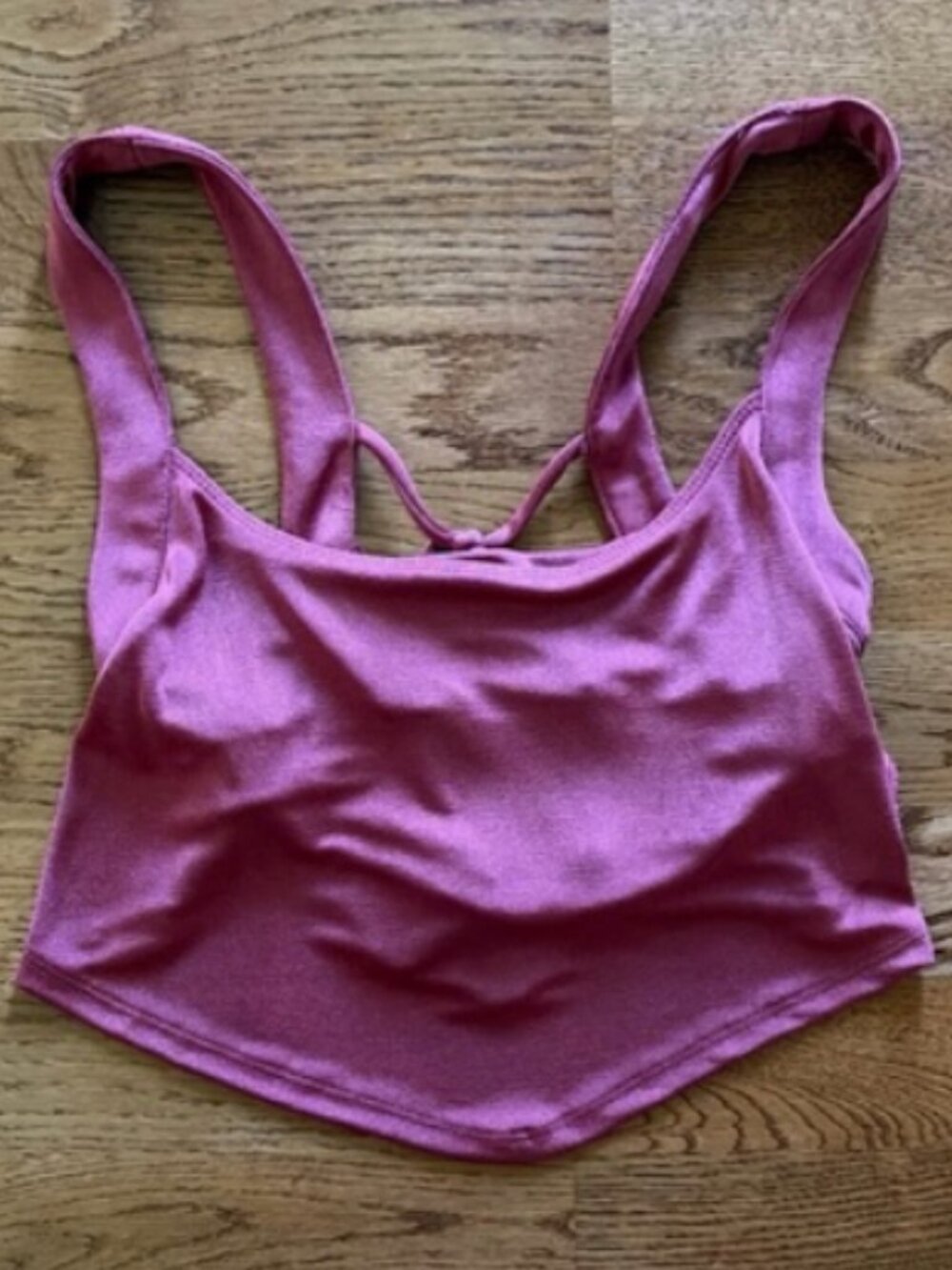 Free People To the Point Crop Tank Backless Berry XS Red Apron Tie Back Drapey